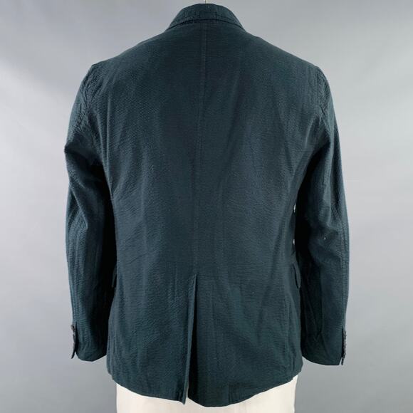 ROGUES GALLERY Size L Black Seersucker Cotton Notch Lapel Jacket - Picture 3 of 6